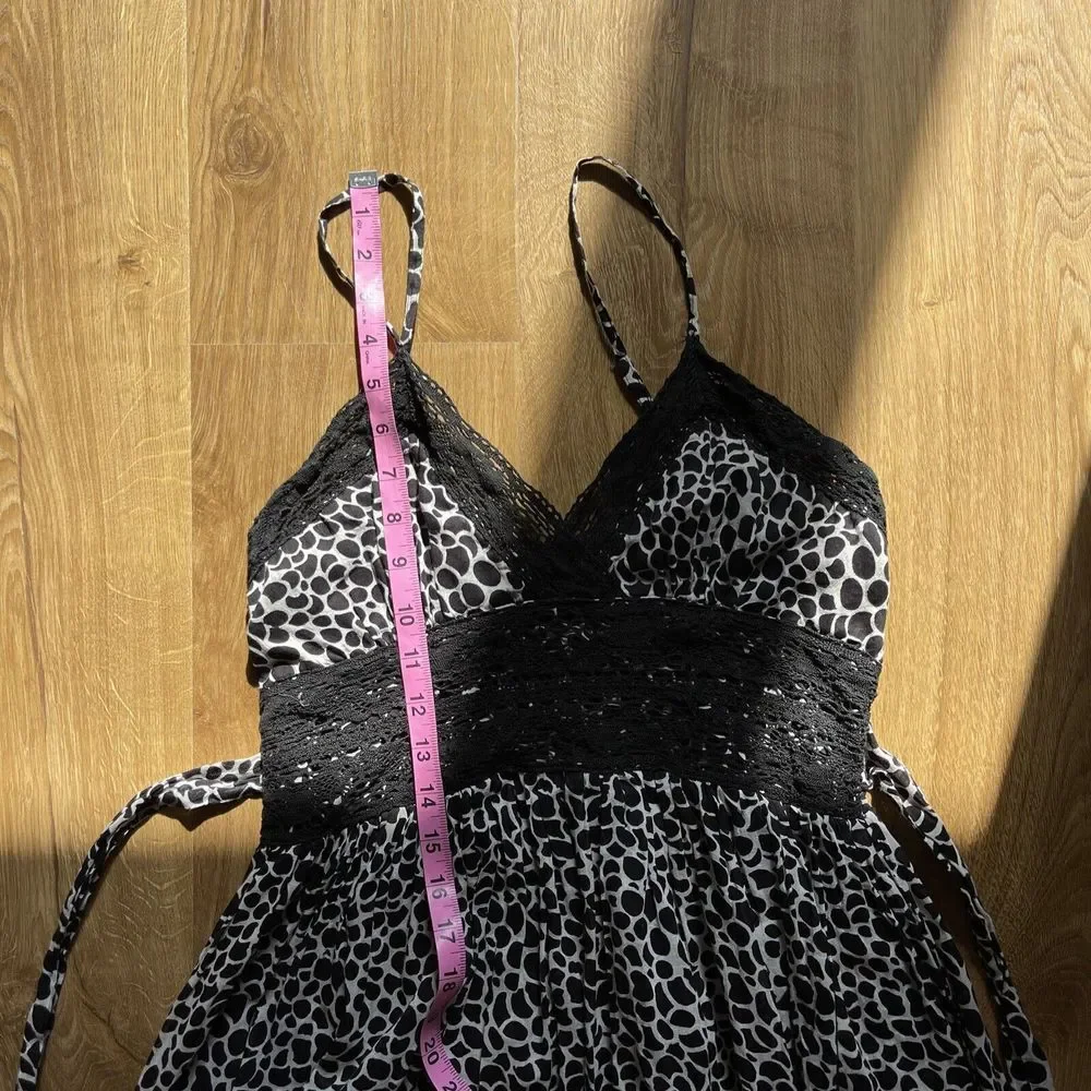 Papillon Womens Dress S Bohemian Sleeveless Maxi White Black V-neck Flowy - Picture 8 of 11